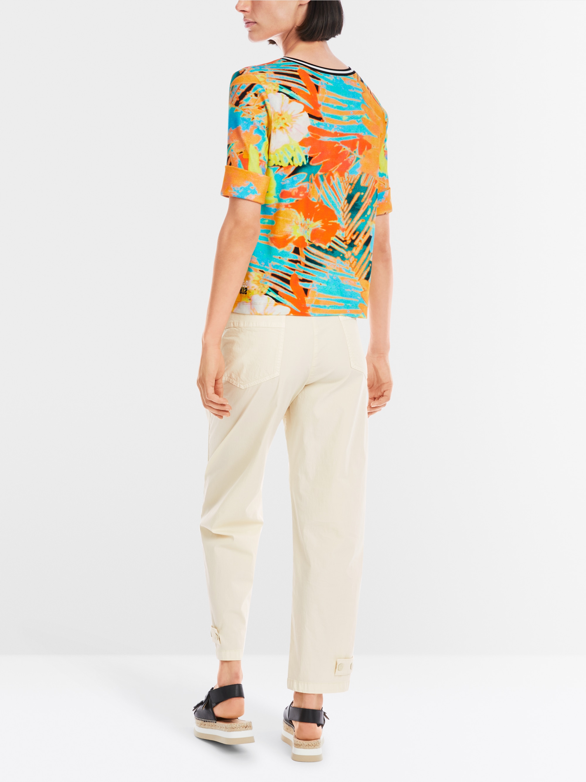 Marc-Cain Ribbed Hawaiian print T-shirt