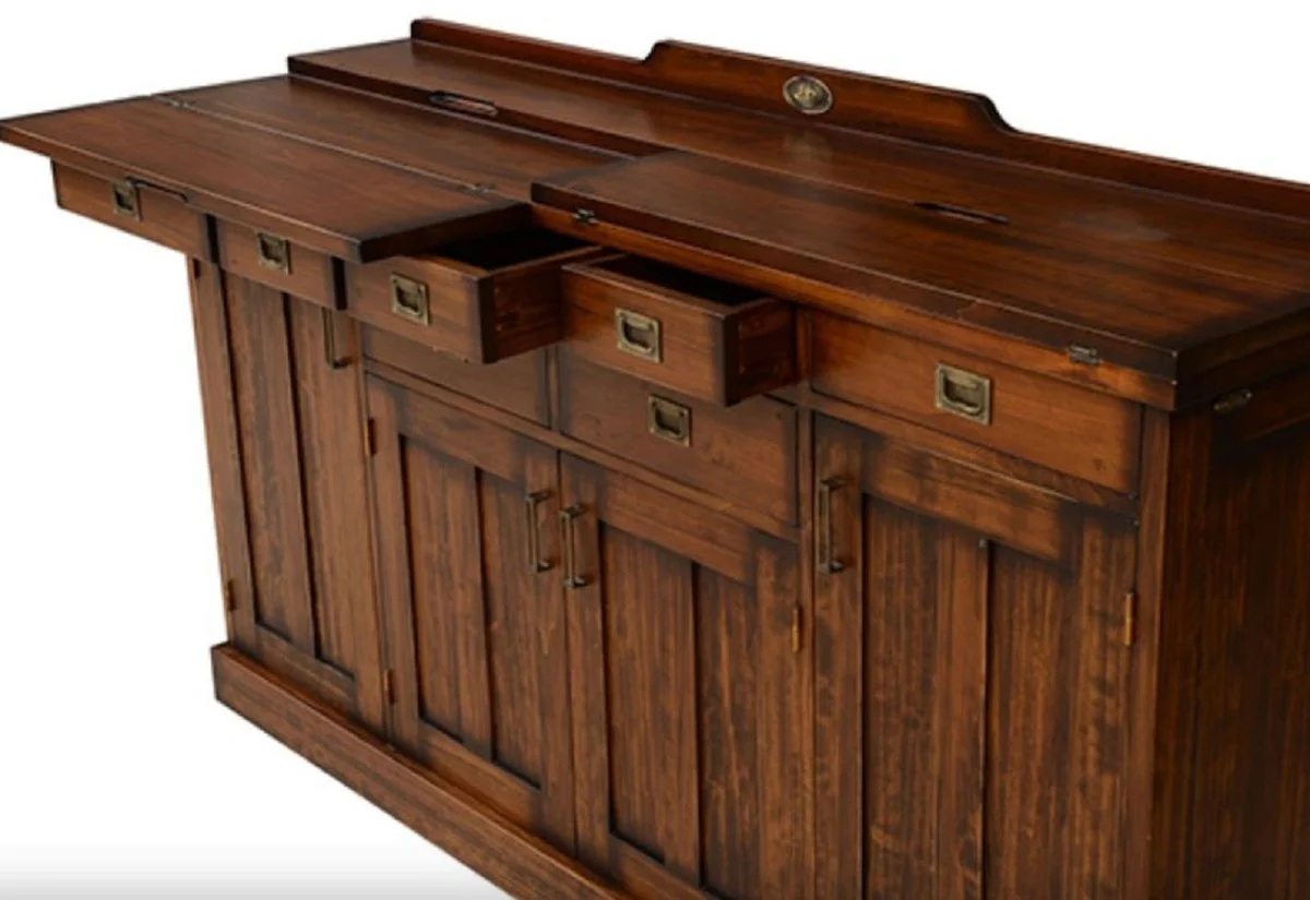 Casa Padrino aparador de estilo vintage de lujo con 4 puertas y 7 cajones marr¨®n 184 x 46 x A. 107,5 cm - Armario de madera maciza - Muebles de estilo vintage de lujo - Muebles de madera maciza