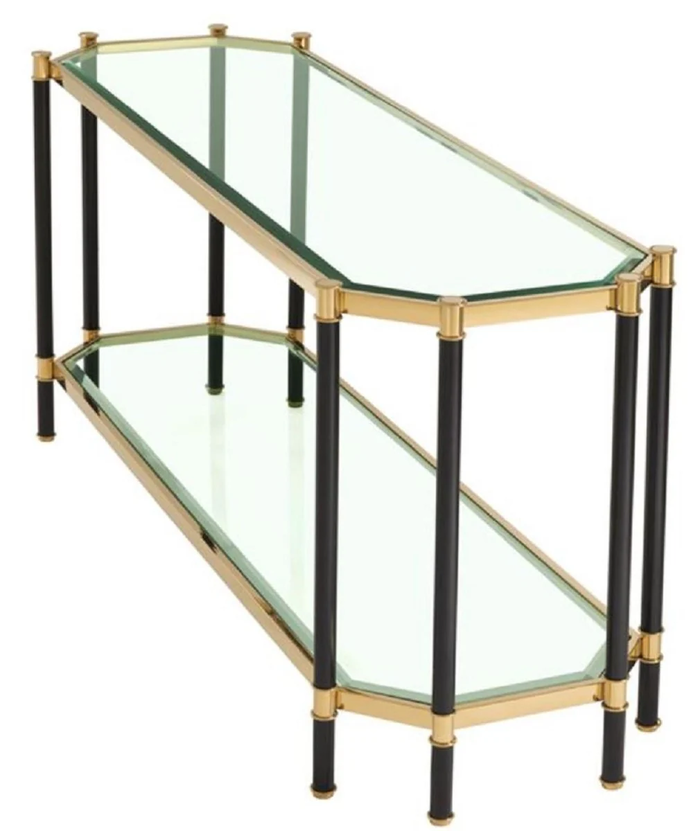 Casa Padrino mesa consola de la sala de estar oro / negro 169 x 53,5 x H. 75,5 cm - Consola de Lujo