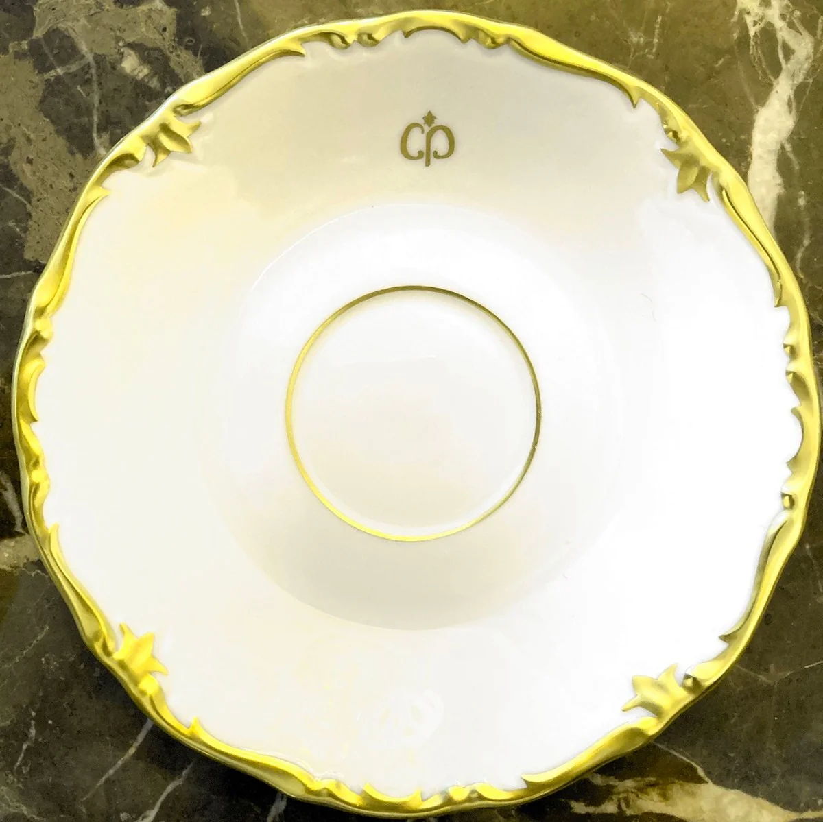 Casa Padrino taza de caf¨¦ de porcelana barroco de lujo con platillo blanco / oro - Porcelana Noble de Reichenbach - Hecho en Alemania