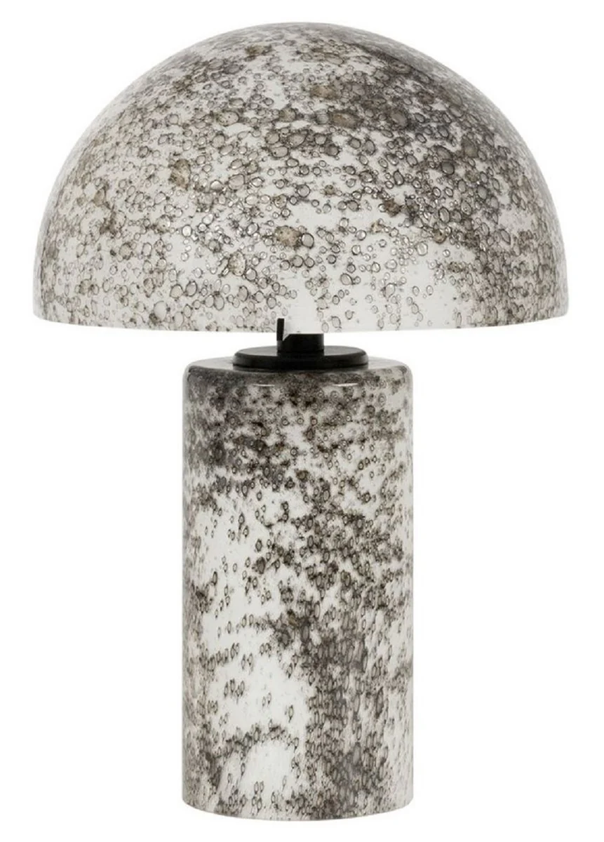 Casa Padrino l¨¢mpara de mesa de vidrio de lujo blanco / gris A. 36 cm - L¨¢mpara de escritorio redonda