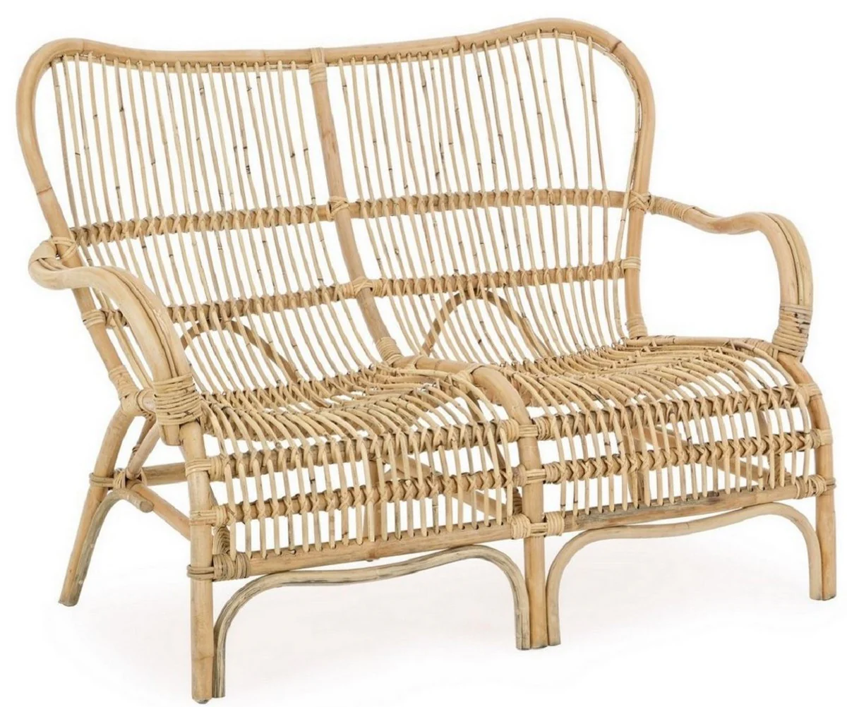 Casa Padrino sofá de jardín de lujo natural 119 x 83 x A. 87 cm - Sofá de jardín y terraza resistente a la intemperie - Muebles de Jardín y Terraza - Colección de Lujo