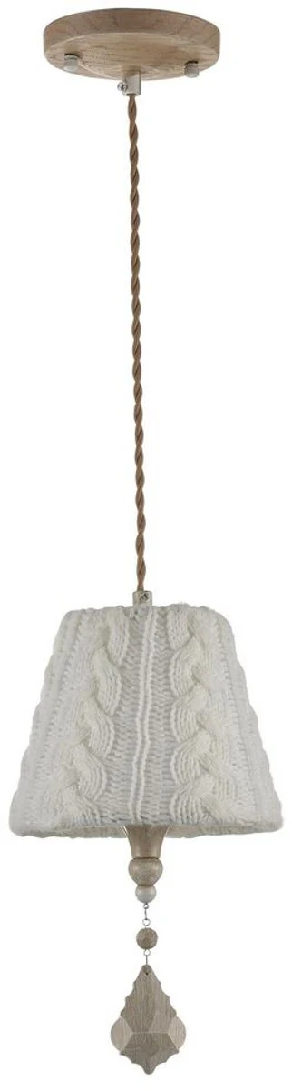 Casa Padrino Baroque Crystal Pendant Lamp / Pendant Light Beige Ø 18 x H. 35 cm - Baroque Style Furniture