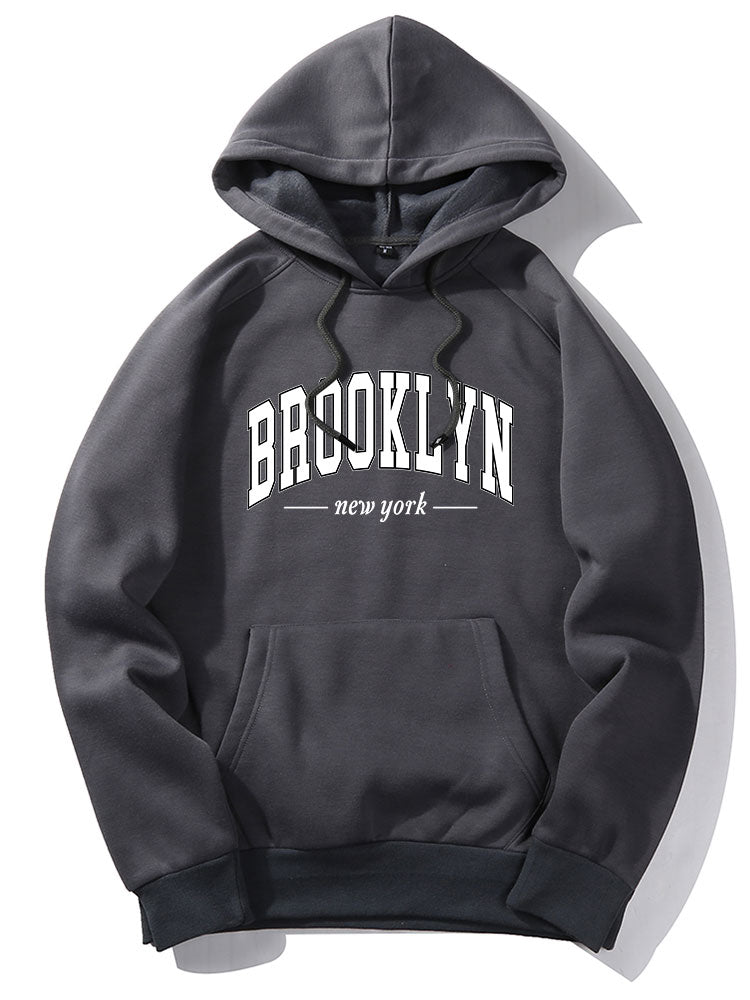 Brooklyn Letter Print Hoodie & Jogger Pants