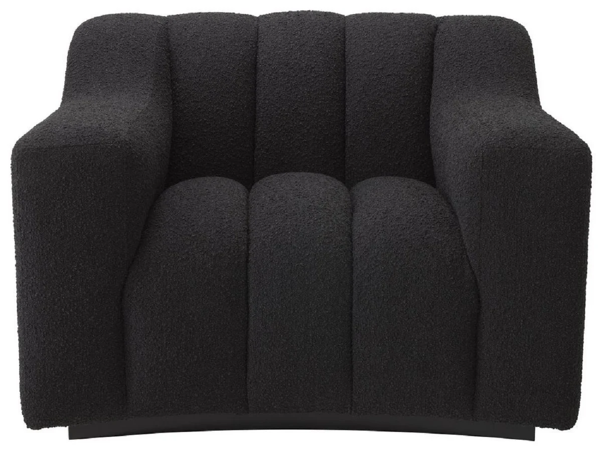 Casa Padrino sill¨®n de lujo negro 107 x 96 x A. 78,5 cm - Sill¨®n de sal¨®n ligeramente curvado - Sill¨®n de hotel - Calidad de Lujo