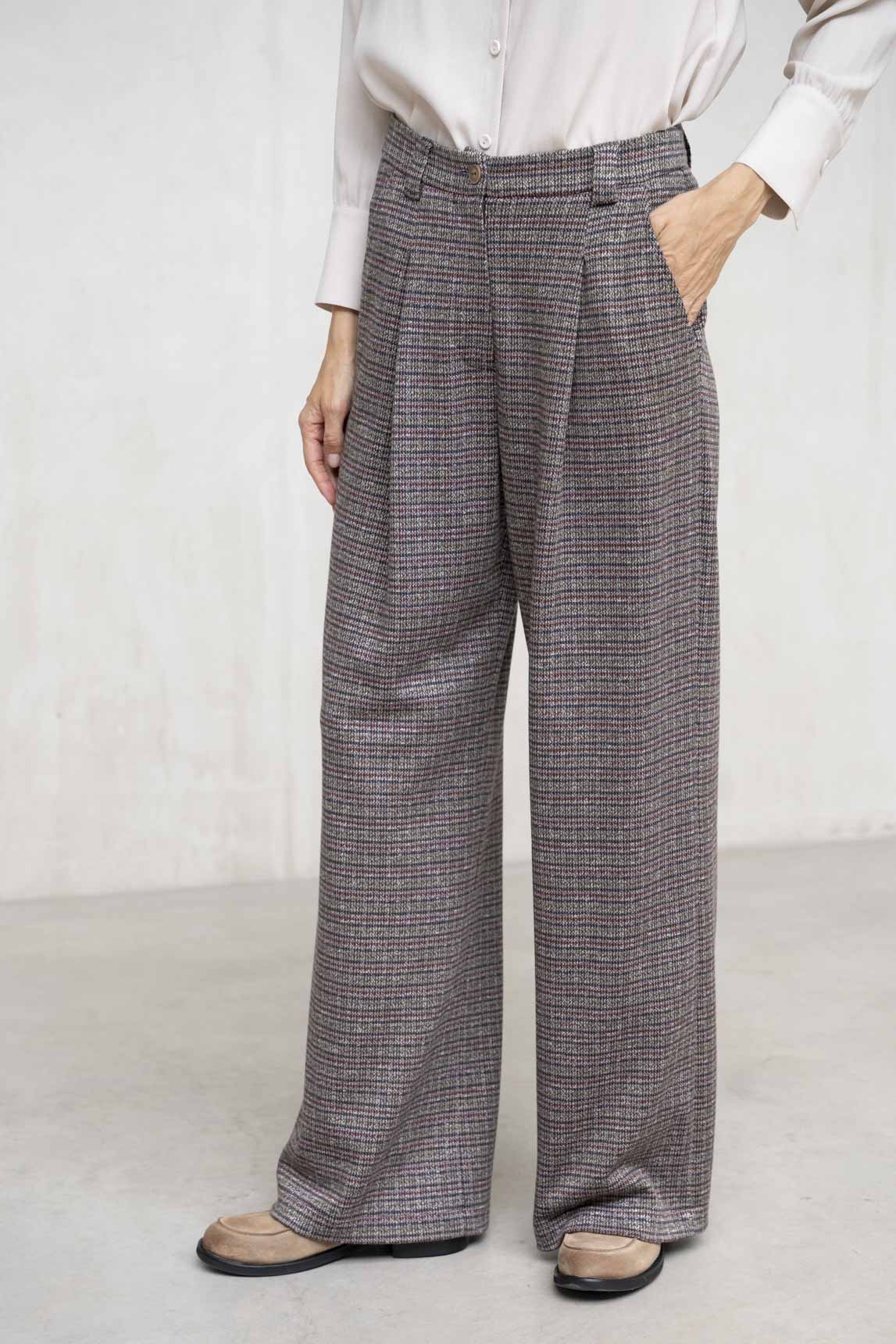 Rivera-spain Pantalón Cuccio cuadros burdeos