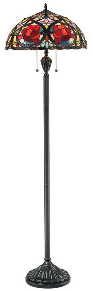 Casa Padrino lámpara de pie Tiffany de lujo multicolor / bronce vintage Ø 46 x A. 157,5 cm - Tiffany lámpara de pie - Luces Tiffany - Lámparas de pie Tiffany - Lámparas de pie para salón y oficina