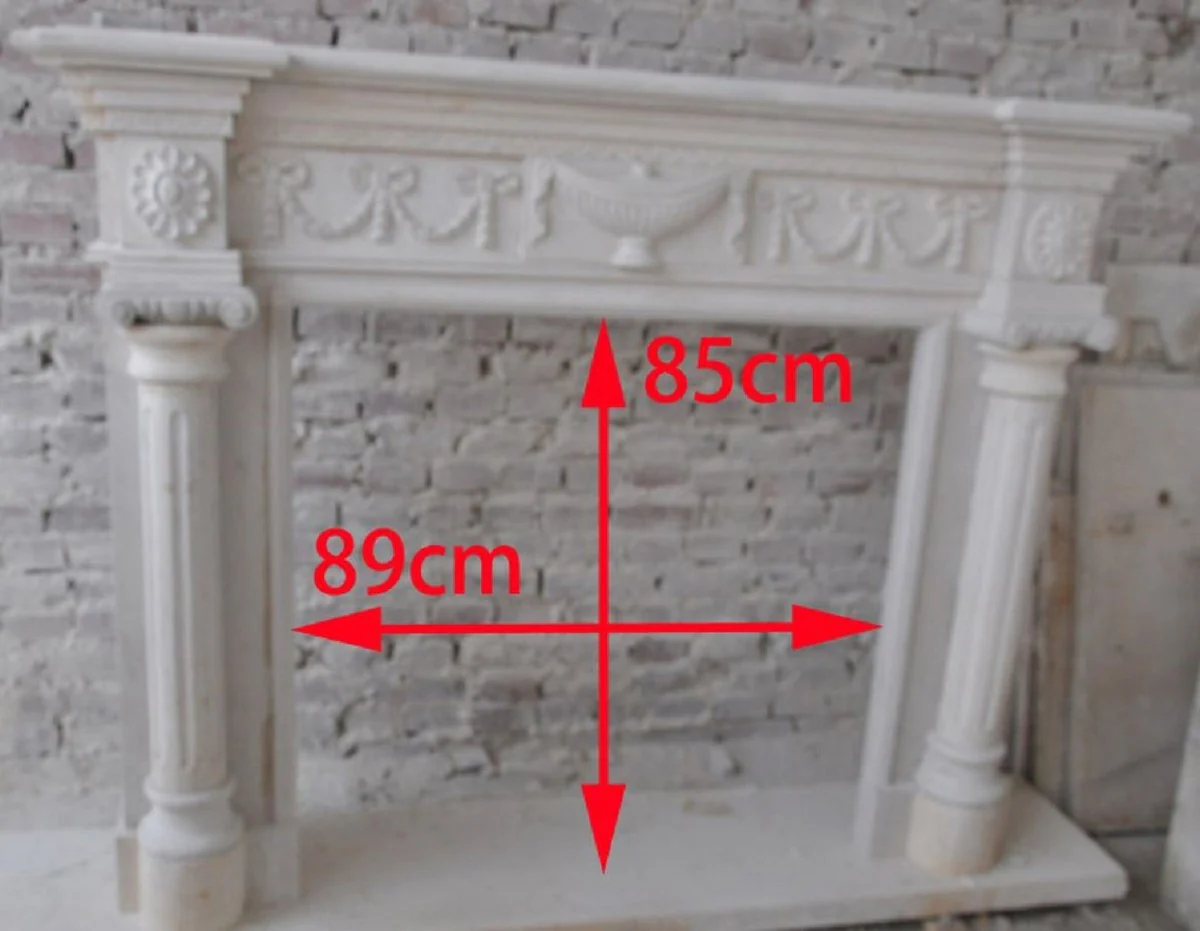 Casa Padrino marco de chimenea barroco de lujo beige 150 x 30 x A. 120 cm - Magn¨ªfico marco de chimenea de m¨¢rmol de alta calidad barroco - Accesorios decorativos de chimenea barroco