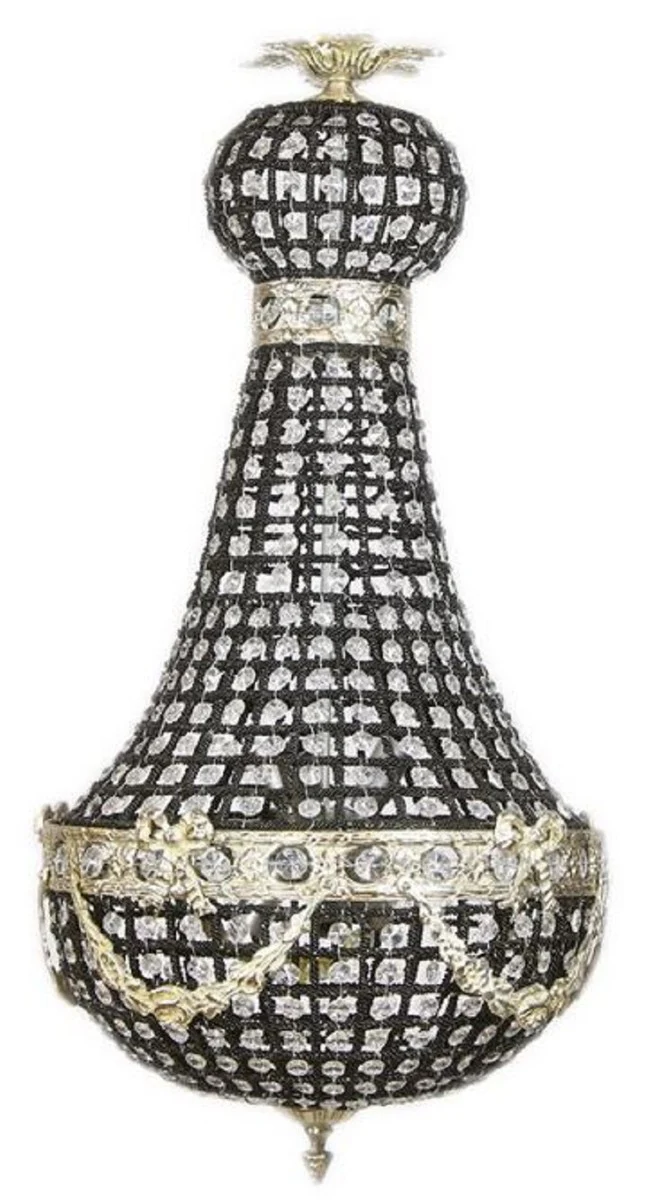 Casa Padrino araña de luces barroco de lujo de cristal negro / plata Ø 35 x A. 70 cm - Magnífica araña de estilo barroco - Luces de cristal barroco - Noble y Magnífica