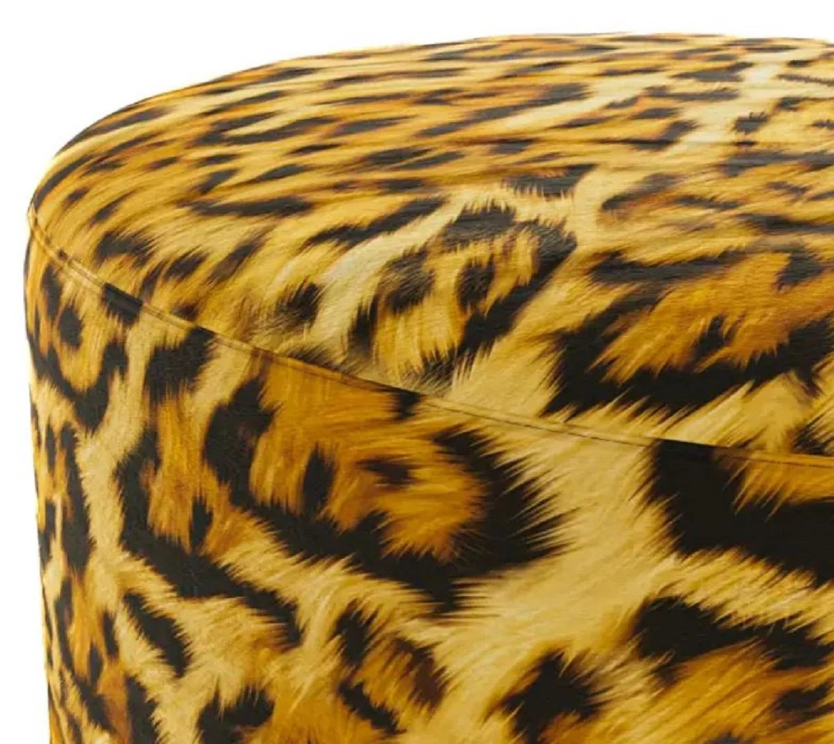 Casa Padrino Reposapi¨¦s de Lujo con Patr¨®n Leopardo ? 75 x A. 30 cm - Taburete Redondo de Terciopelo - Muebles de Sal¨®n - Muebles de Hotel - Muebles de Lujo - Int¨¦rieur de Lujo