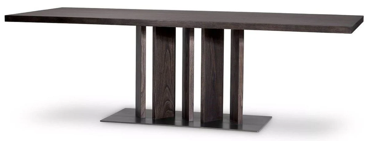 Casa Padrino mesa de comedor de lujo moka / bronce 240 x 100 x A. 76 cm - Mesa de cocina rectangular de madera maciza - Muebles de comedor de madera maciza - Muebles de cocina - Muebles de lujo