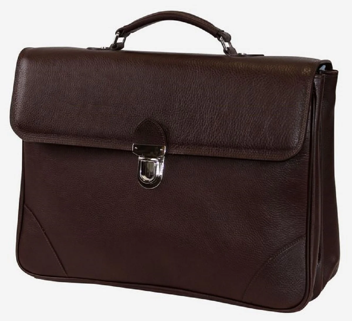 Casa Padrino malet¨ªn de cuero aut¨¦ntico de lujo marron oscuro / plata 42 x 16 x A. 29 cm - Malet¨ªn para port¨¢til de hombre hecho de cuero de alta calidad - Accesorios de Lujo para Hombre