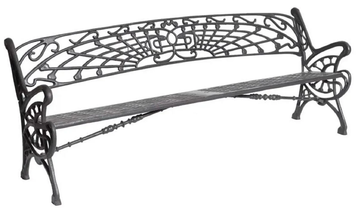 Casa Padrino banco de jard¨ªn Art Nouveau de hierro fundido gris 205 cm