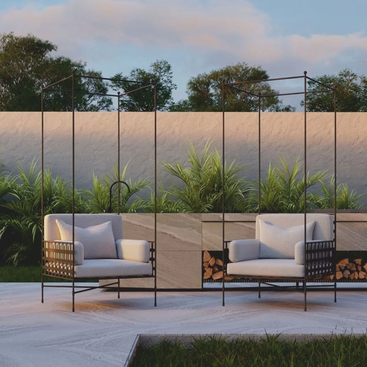 Casa Padrino sill¨®n de lujo de hierro forjado marr¨®n / gris A. 200 cm - Sill¨®n para hotel y jard¨ªn