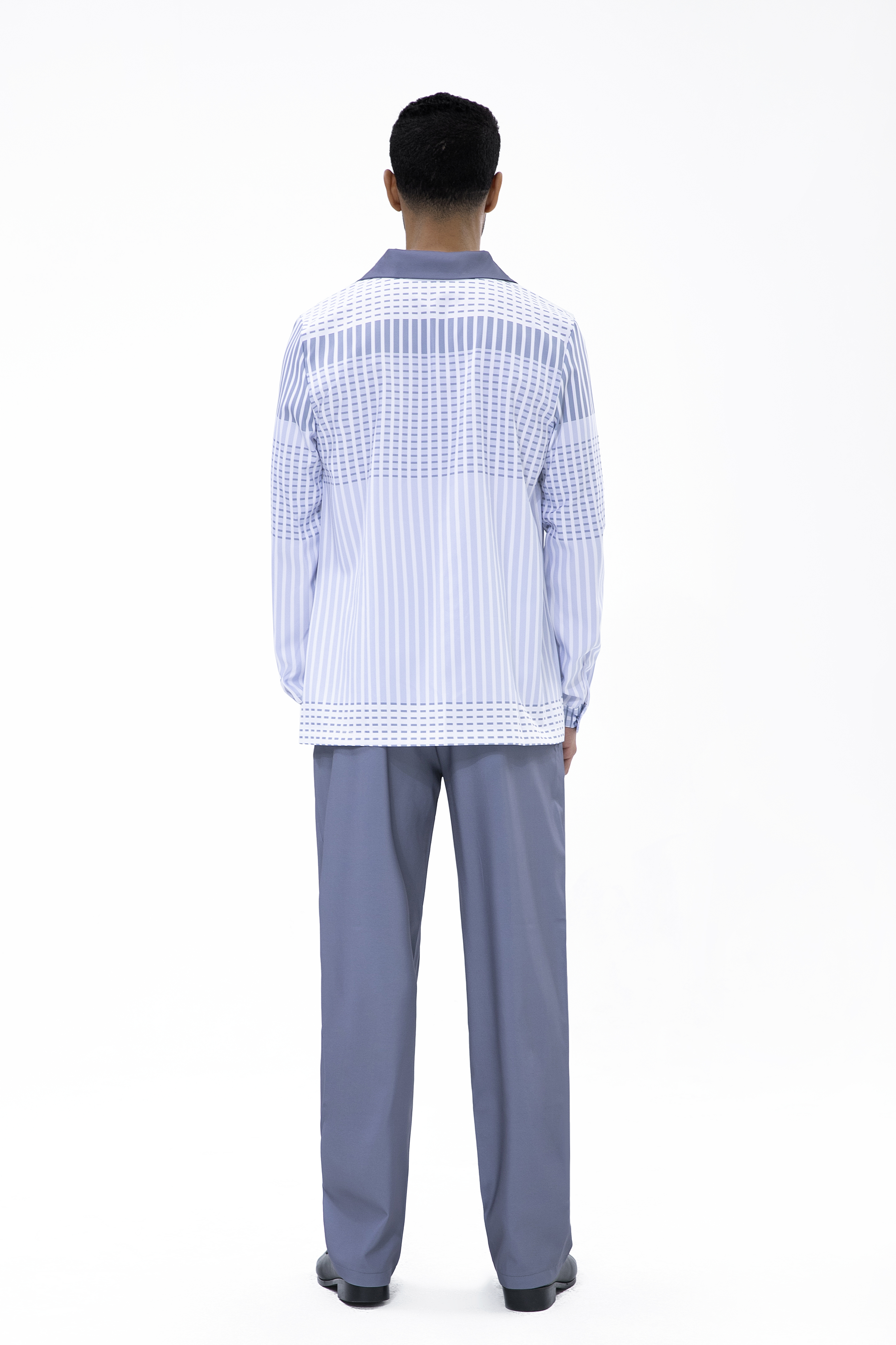 Suitmens Grey Gradient Long Sleeve Trousers Two-Piece Walking Set