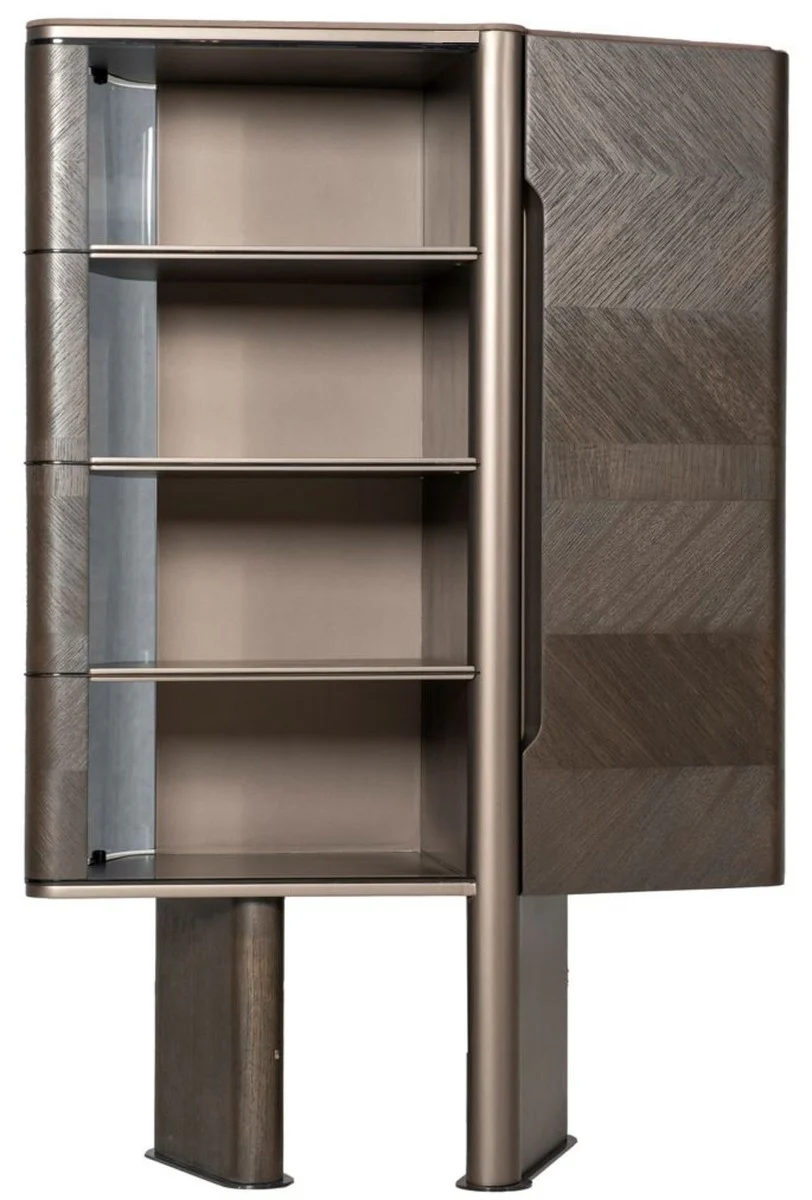 Casa Padrino vitrina de lujo marr¨®n oscuro / bronce 105,95 x 48,15 x A. 170 cm - Vitrina con puerta - Muebles de hotel - Muebles de lujo - Colecci¨®n de lujo