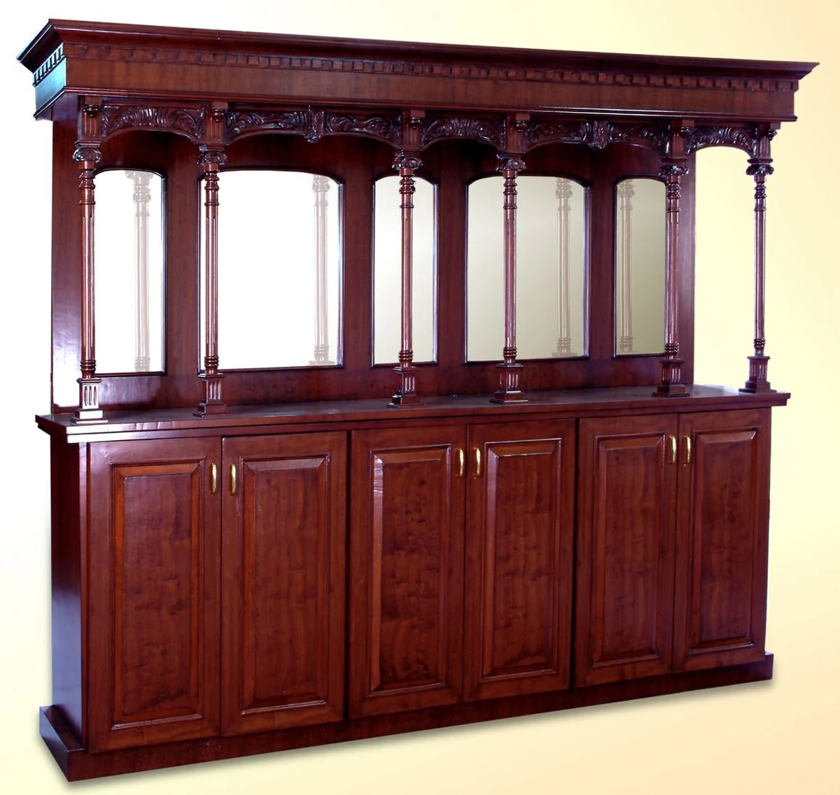 Casa Padrino cocteler¨ªa de lujo con tapa de m¨¢rmol marr¨®n oscuro / negro / plata 279,4 x A. 223,5 cm - Barra de c¨®cteles de madera maciza - Muebles de Bar - Muebles de Hotel y Restaurante