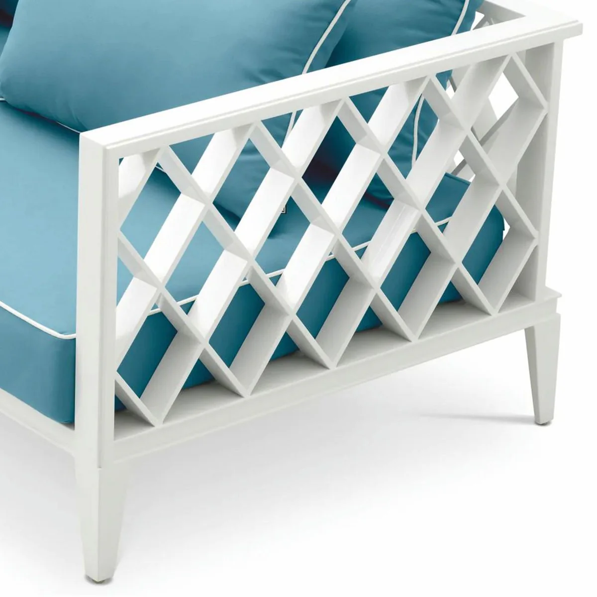 Casa Padrino sof¨¢ de jard¨ªn de lujo blanco / azul claro 186 cm - Muebles de jard¨ªn de exterior