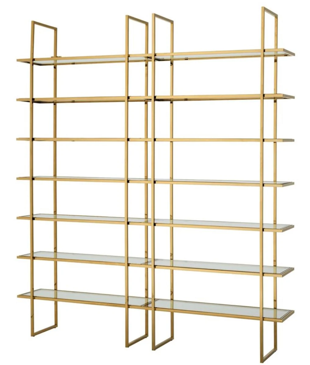 Casa Padrino armario de estantería de lujo oro 220 x 40 x H. 253 cm - Calidad de Lujo