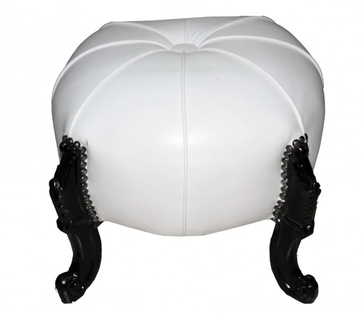 Casa Padrino barroco de heces - taburete redondo - negro blanco / - muebles barrocos