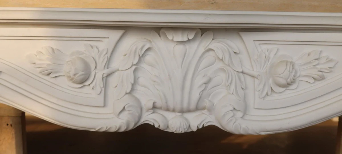 Casa Padrino marco de chimenea de m¨¢rmol barroco de lujo blanco 184 x A. 133 cm