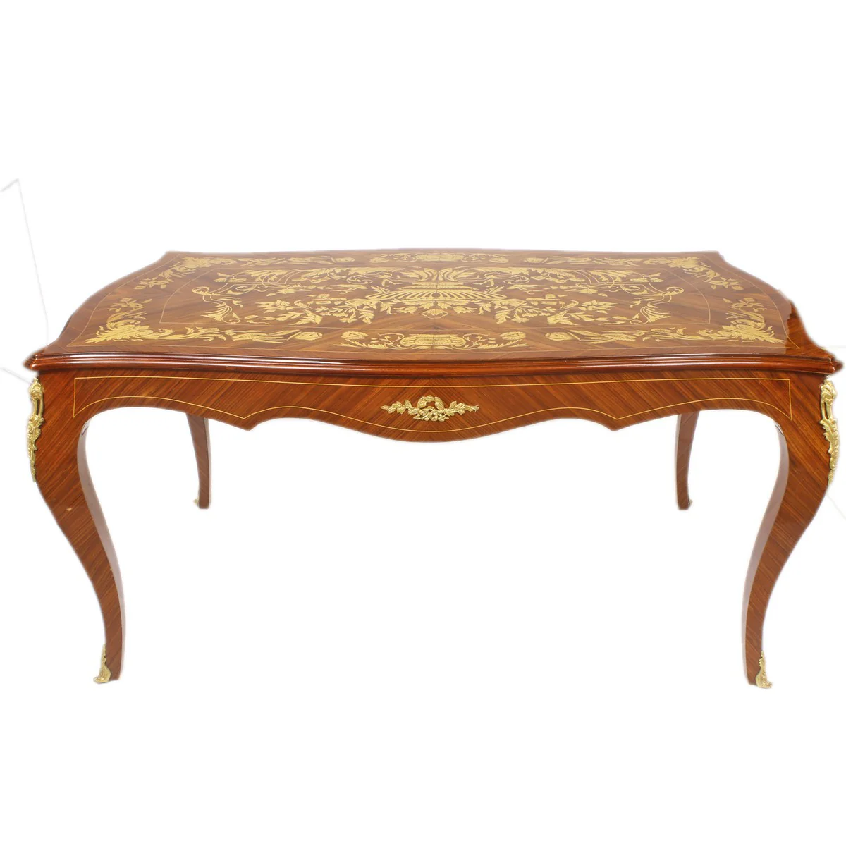 Casa Padrino escritorio de lujo barroco caoba con incrustaciones / oro 160 cm - muebles de lujo estilo antiguo secretaria