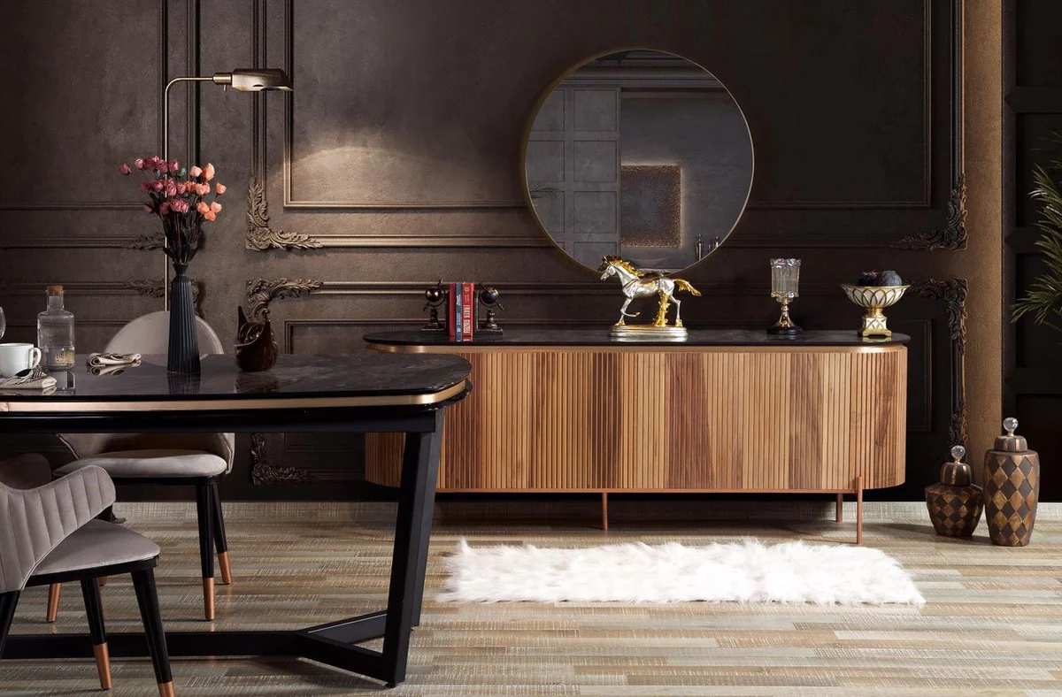 Casa Padrino aparador de lujo marr¨®n / negro / cobre 208 x 60 x A. 80 cm - Gabinete noble con 4 puertas - Muebles de Lujo