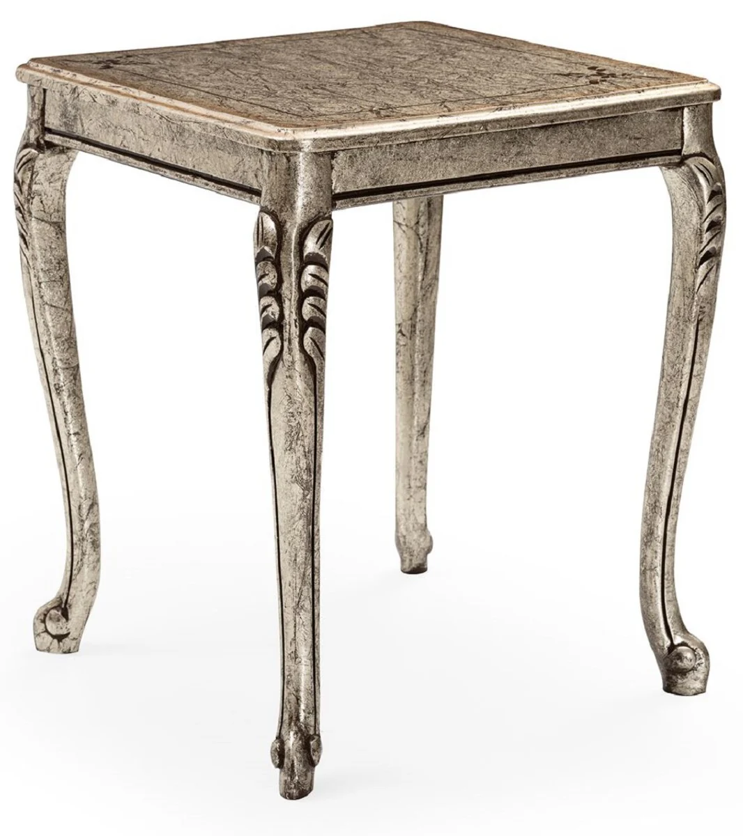 Casa Padrino mesa auxiliar barroco de lujo plata antigua - Mesa cuadrada de madera maciza en estilo barroco - Muebles de sal¨®n de lujo en estilo barroco - Muebles barrocos - Noble y Magn¨ªfica