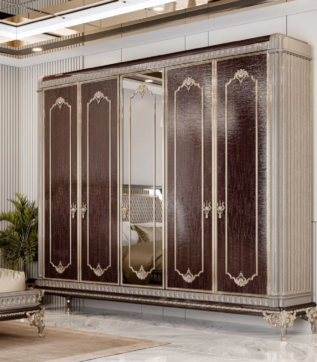 Casa Padrino armario de dormitorio barroco de lujo marr¨®n oscuro / gris / oro