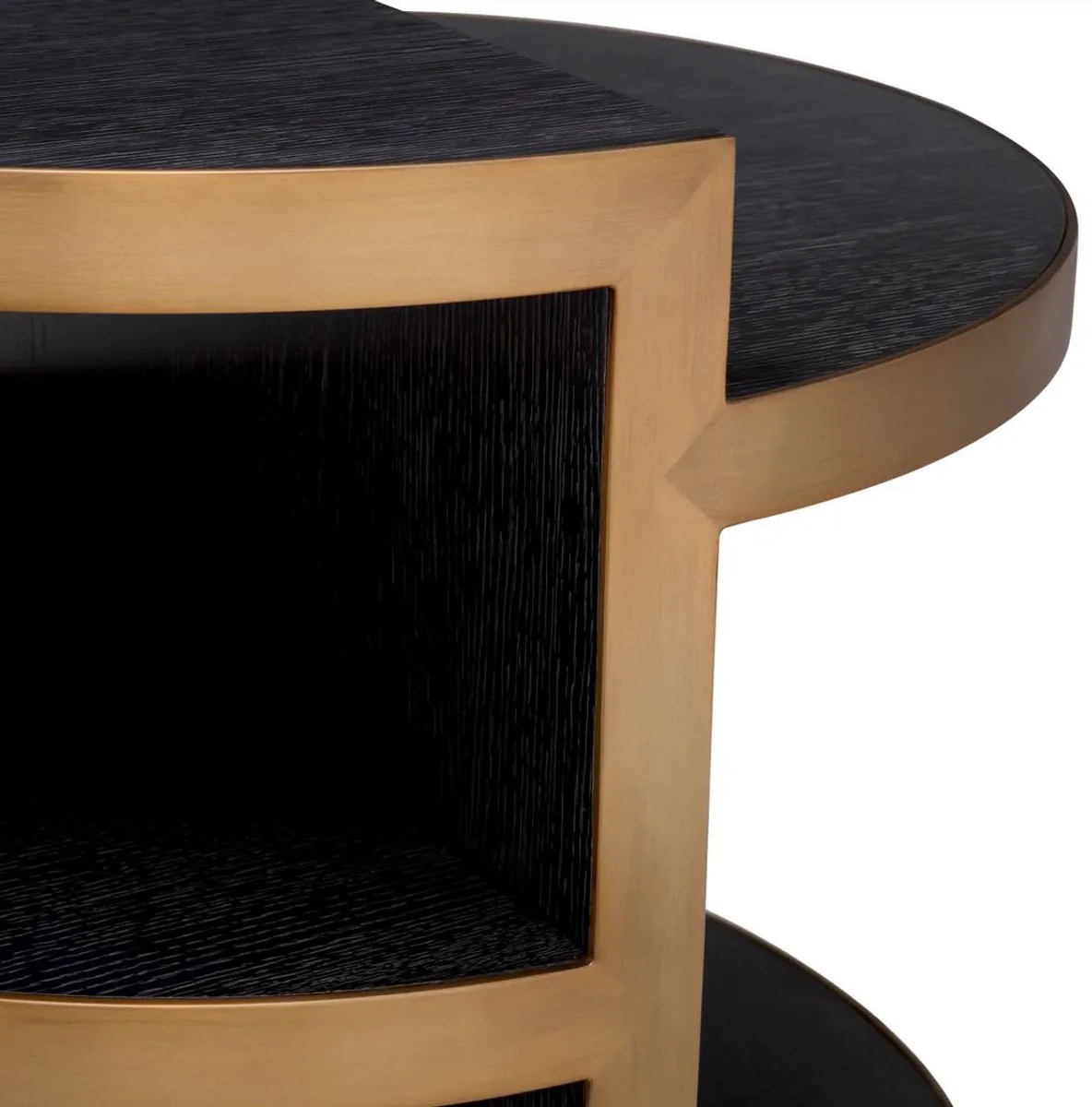 Casa Padrino mesa auxiliar de lujo negro gris / lat¨®n ? 65 x A. 55,5 cm - Mesa de sal¨®n redonda de madera maciza - Muebles de sal¨®n - Muebles de lujo - Colecci¨®n de lujo