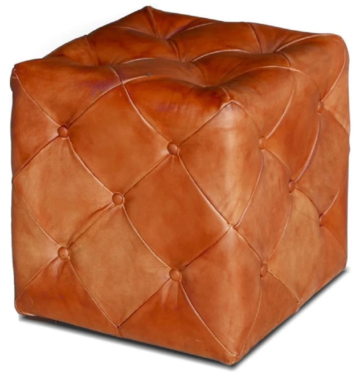 Casa Padrino taburete de cuero Chesterfield de lujo 40 x 40 x A. 45 cm - Diferentes Colores - Reposapi¨¦s de piel genuina - Muebles de Sal¨®n Chesterfield