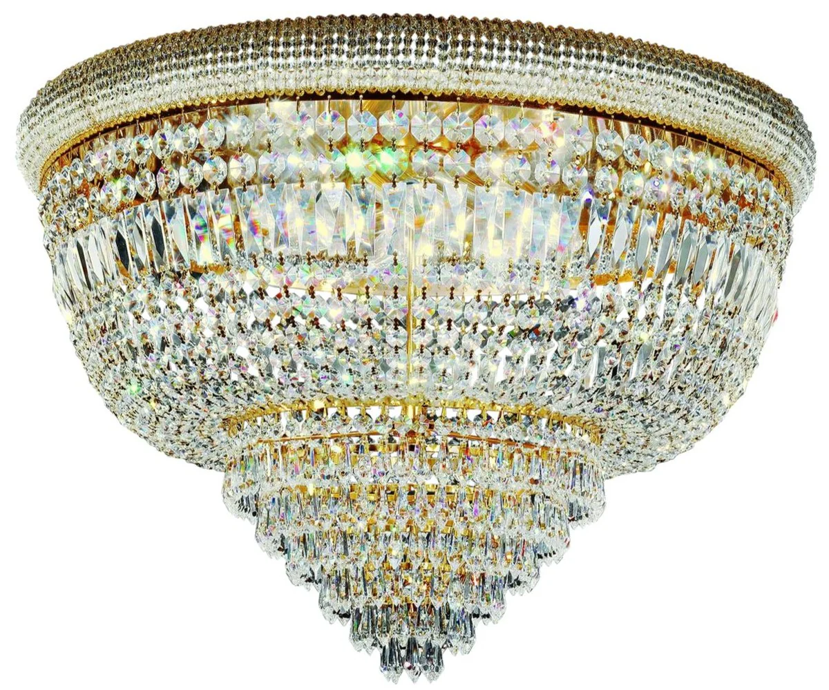 Casa Padrino lámpara de techo de cristal barroco latón / oro Ø 66 x A. 45 cm - Araña de techo magnífica - Luces Barrocas