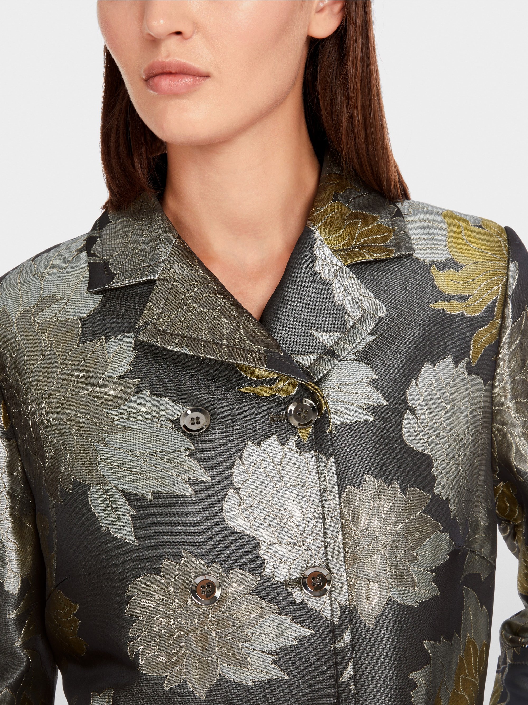Marc-Cain Floral jacquard coat with lurex