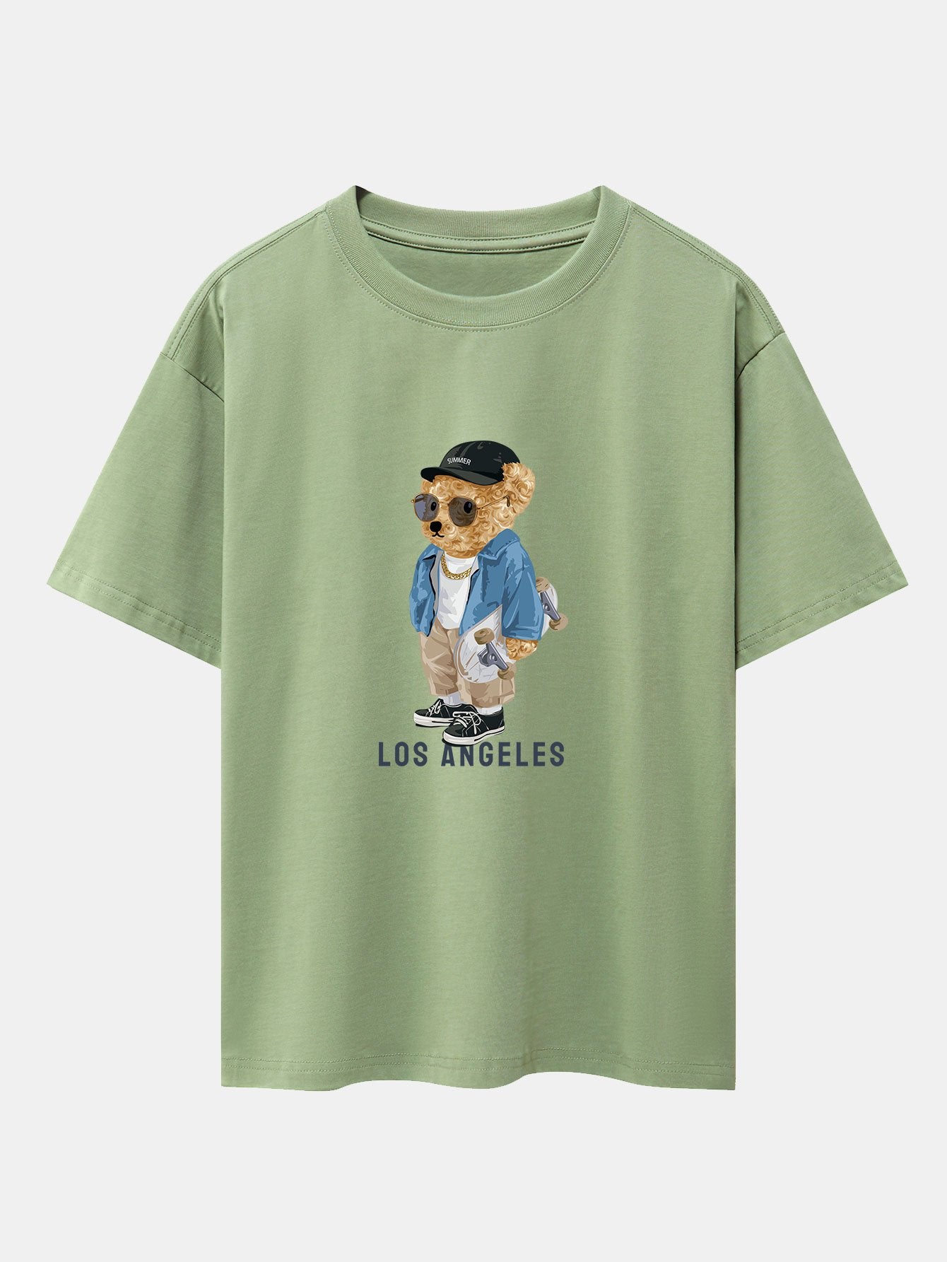 Los Angeles Skate Bear Print Heavy Weight Oversize T-Shirt