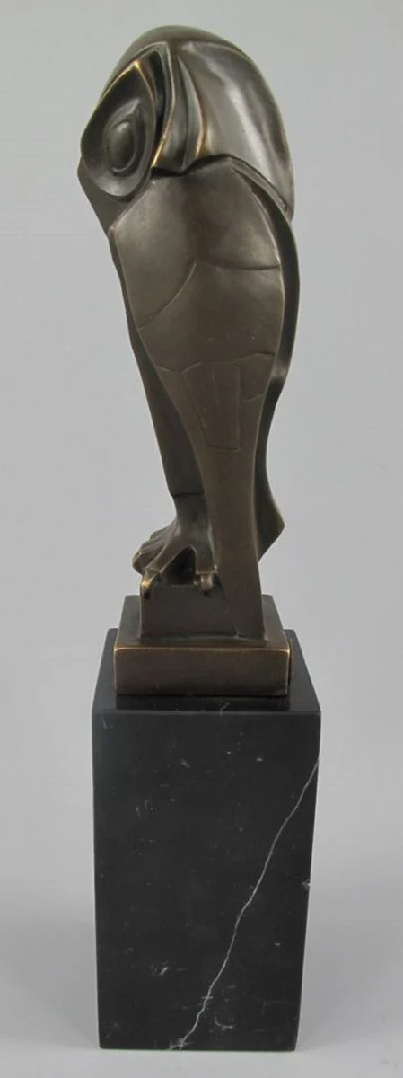 Casa Padrino figura decorativa de bronce de lujo búho sobre base de mármol bronce / negro 7 x 7 x A. 33 cm - Escultura decorativa de bronce - Decoración escritorio - Accesorios decorativos de lujo