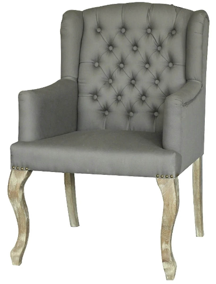 Casa Padrino dining chair with armrests frost gray 65 x 70 x H. 96 cm - Chesterfield Furniture