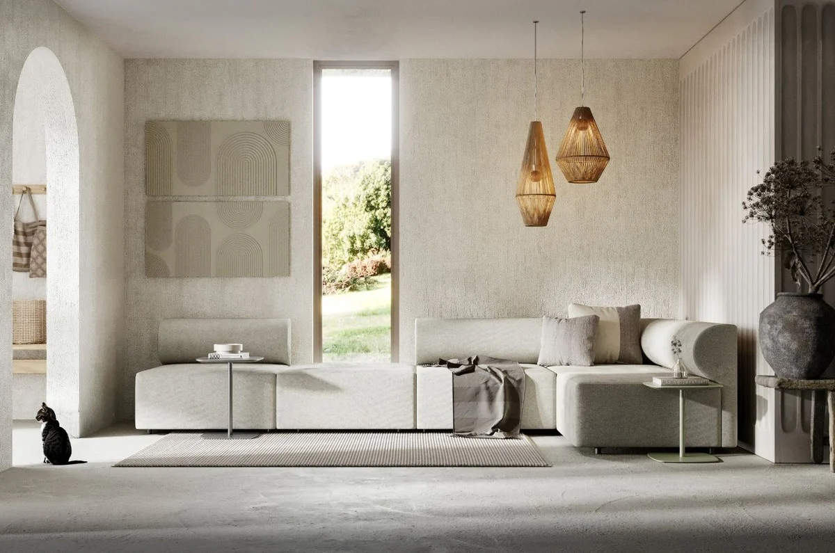 Casa Padrino Sof¨¢ Esquinero de Lujo Gris 360 ??x 180 cm - Sof¨¢ de Sal¨®n Modular - Muebles de Lujo