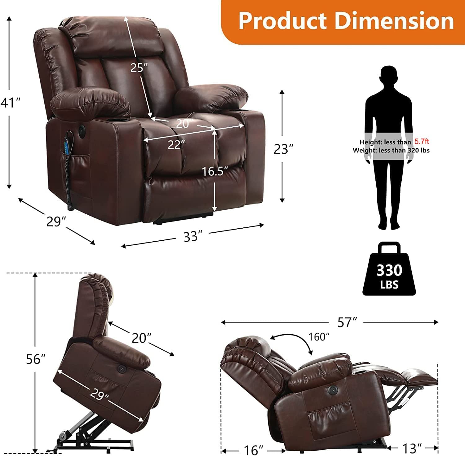 Clearance Sale Luxury Lift Chair Recliner with Heat and Massage