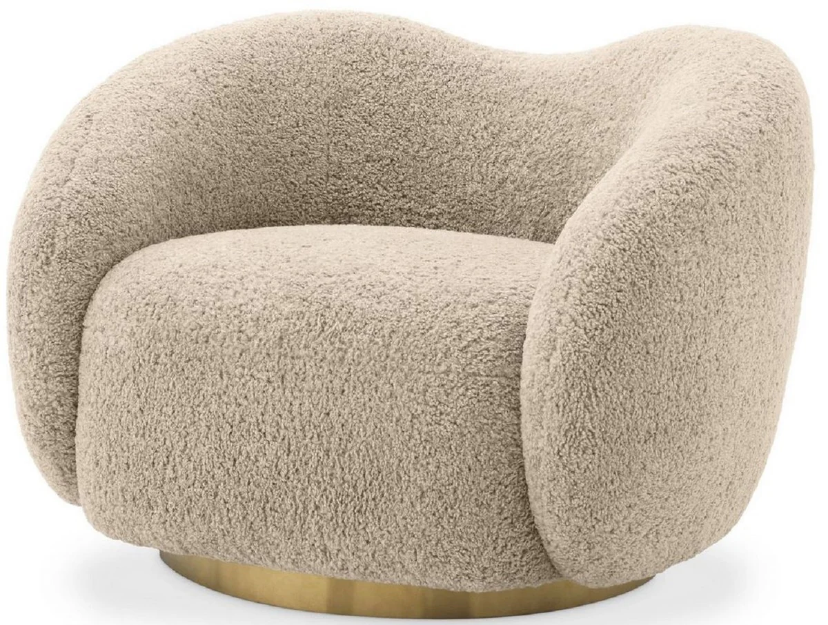 Casa Padrino sill¨®n giratorio de lujo arena / lat¨®n 105 x 91 x A. 74 cm - Sill¨®n de Sal¨®n - Muebles de Lujo