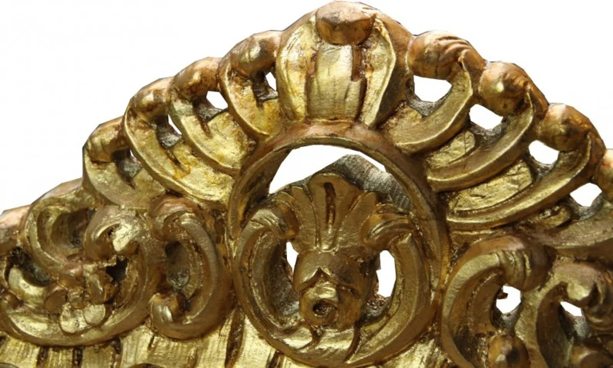 Casa Padrino Baroque 3 seater cream leather look master / gold bling bling rhinestones - Antique Style Furniture