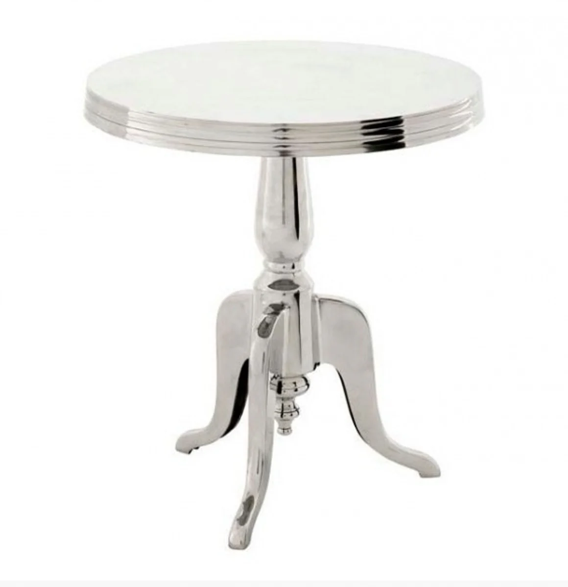 Casa Padrino designer luxury table Silver Height 60 cm, diameter 55 cm - Stainless steel Stool - Nickel Finish