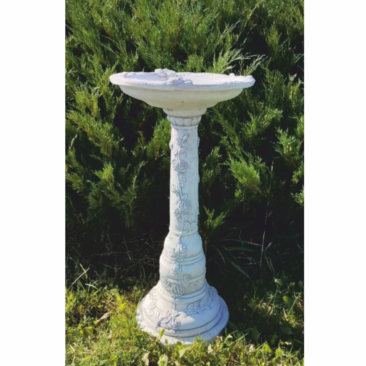 Casa Padrino ba?o para p¨¢jaros Art Nouveau gris ? 33 x A. 68 cm - Decoraci¨®n de jard¨ªn