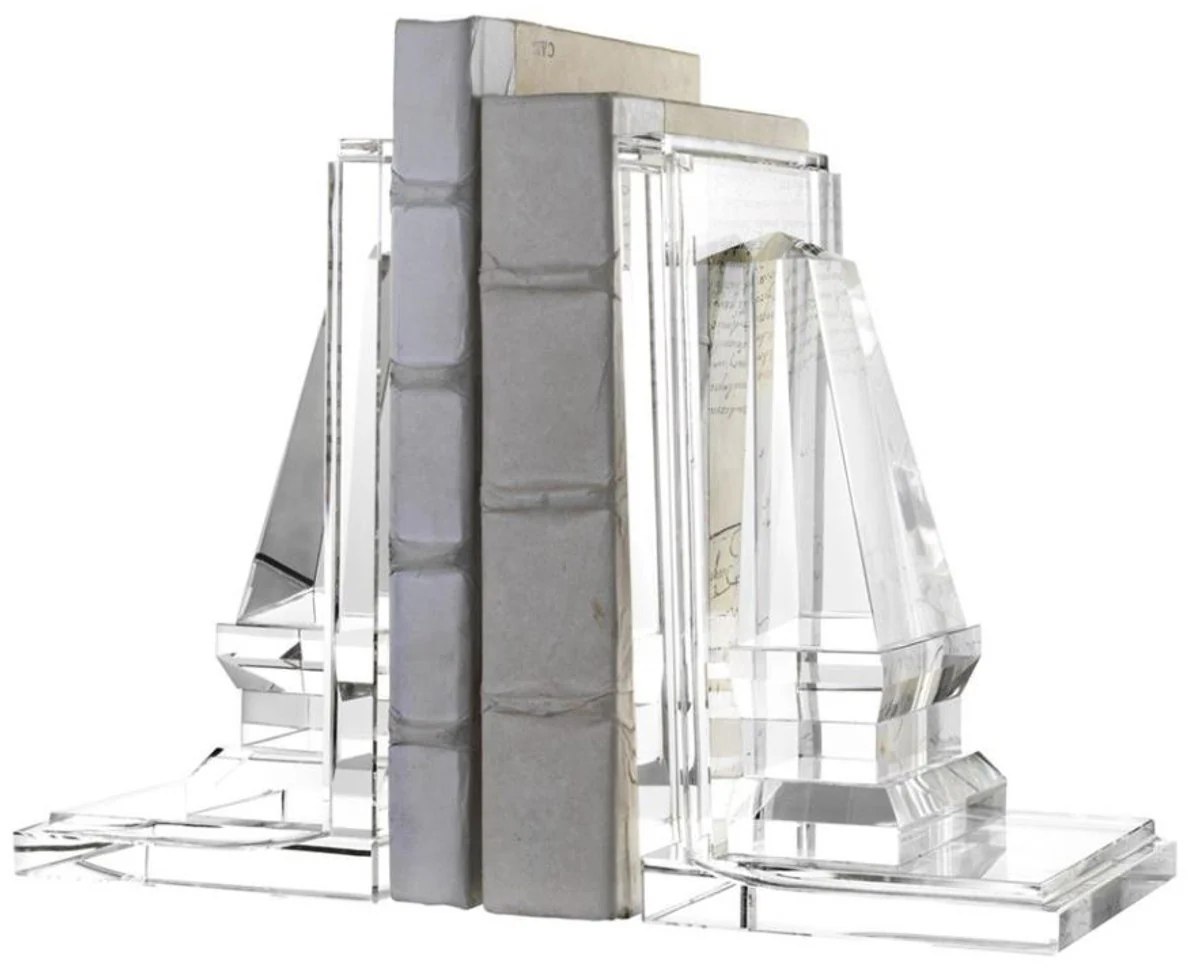 Casa Padrino sujetalibros de vidrio de cristal diseñador de juego de 2 - calidad de lujo