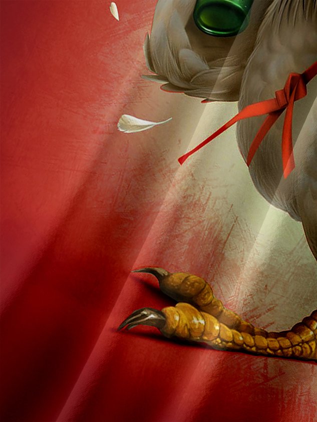 Kung fu Rooster Chest Pocket Short Sleeve Casual Shirt