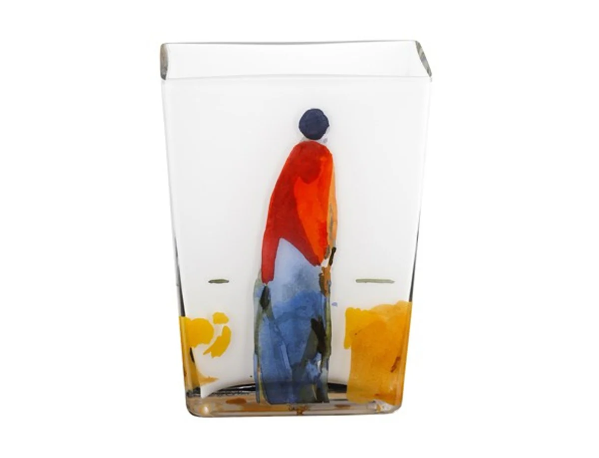 Handmade Opalglasvase with a motif of Oskar Koller, height 20 cm - finest quality of Tettau Porcelain Factory