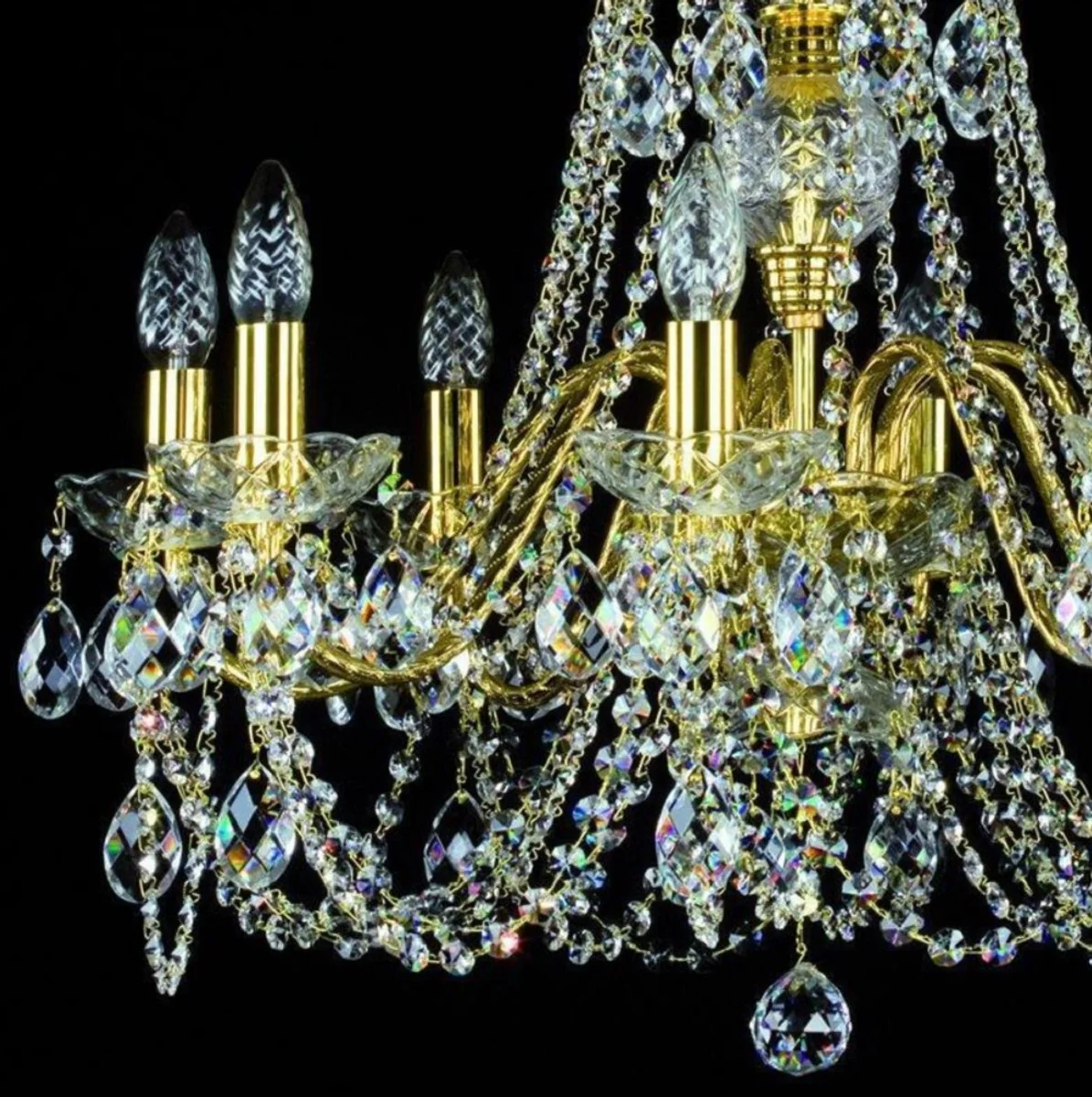 Casa Padrino araña de luces barroco de lujo oro Ø 63 x A. 64 cm - Magnífica lámpara de araña con cristal de Bohemia - Noble & Magnífica