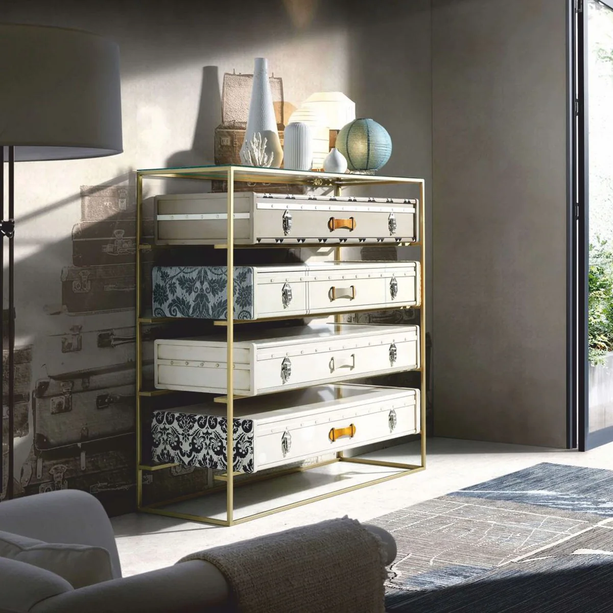 Casa Padrino c¨®moda de dise?o de lujo con 4 cajones colorido - Muebles de lujo