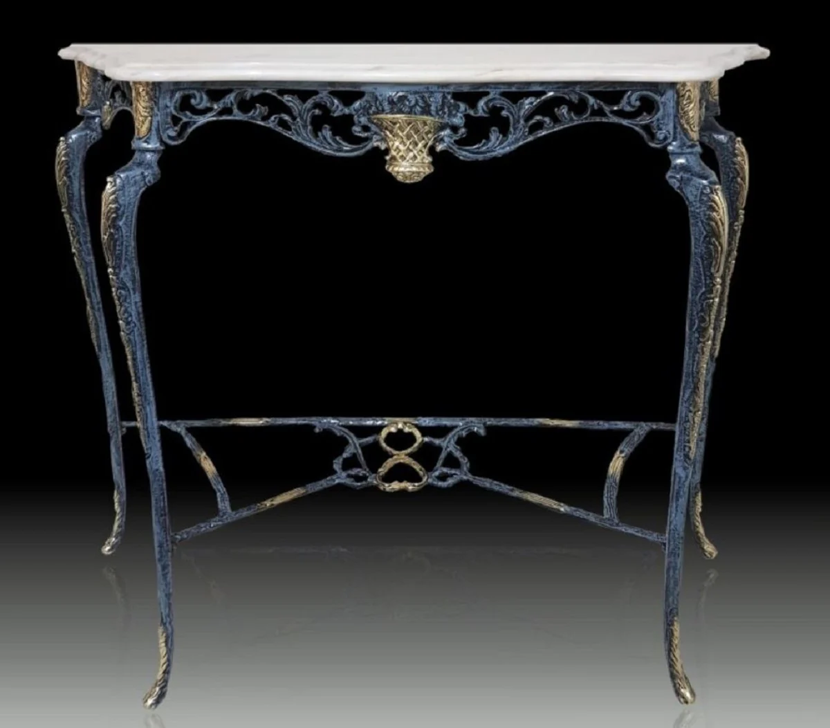 Casa Padrino consola barroco de lujo con tapa de m¨¢rmol azul / oro / blanco 99 x A. 85 cm - Muebles barrocos