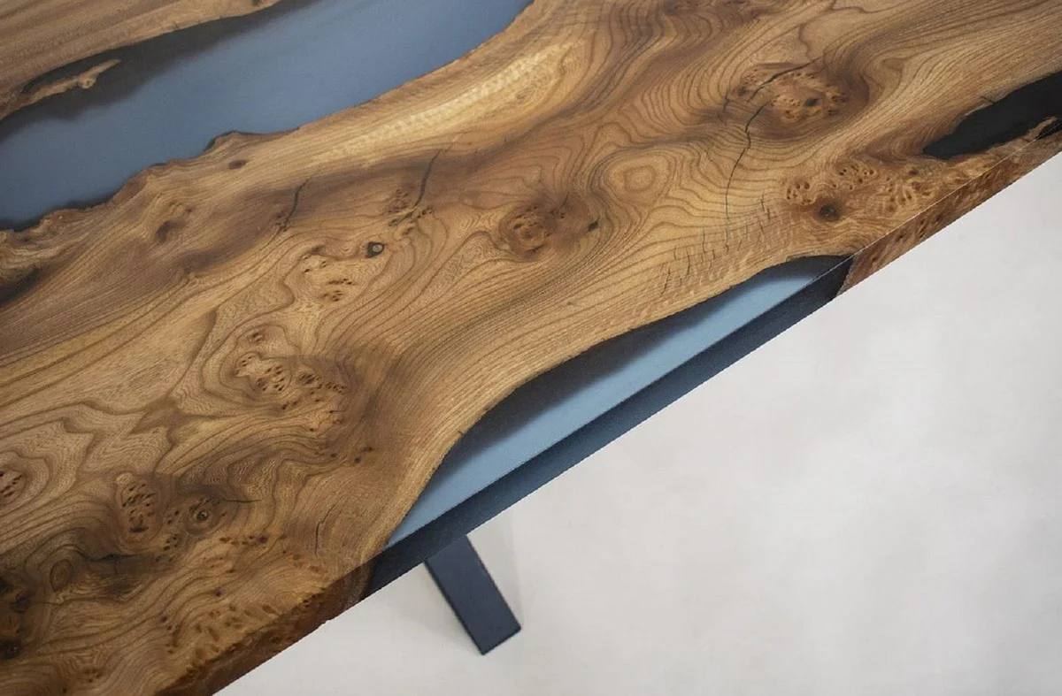 Casa Padrino mesa de comedor de lujo marr¨®n / azul / negro 250 cm