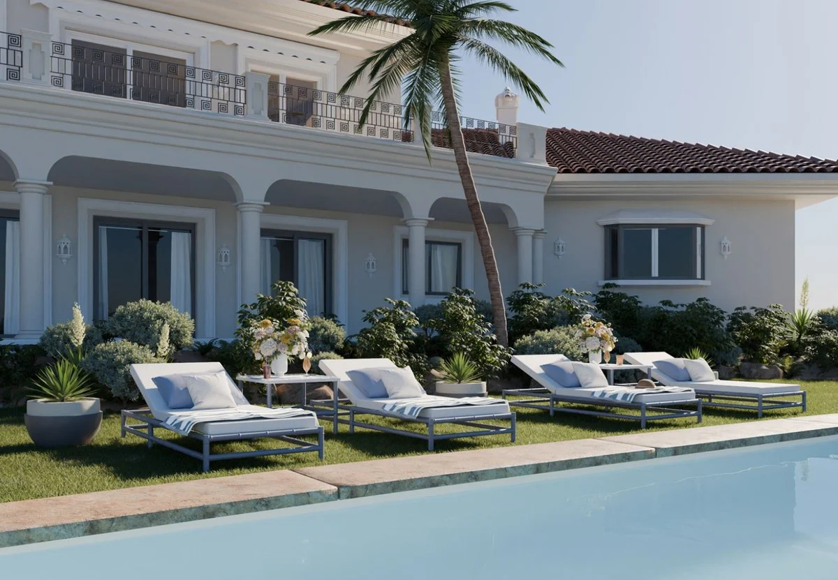 Casa Padrino maceta de cer¨¢mica de lujo azul claro / blanco ? 75 x A. 45 cm - Decoraci¨®n de jard¨ªn